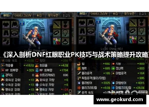 《深入剖析DNF红眼职业PK技巧与战术策略提升攻略》